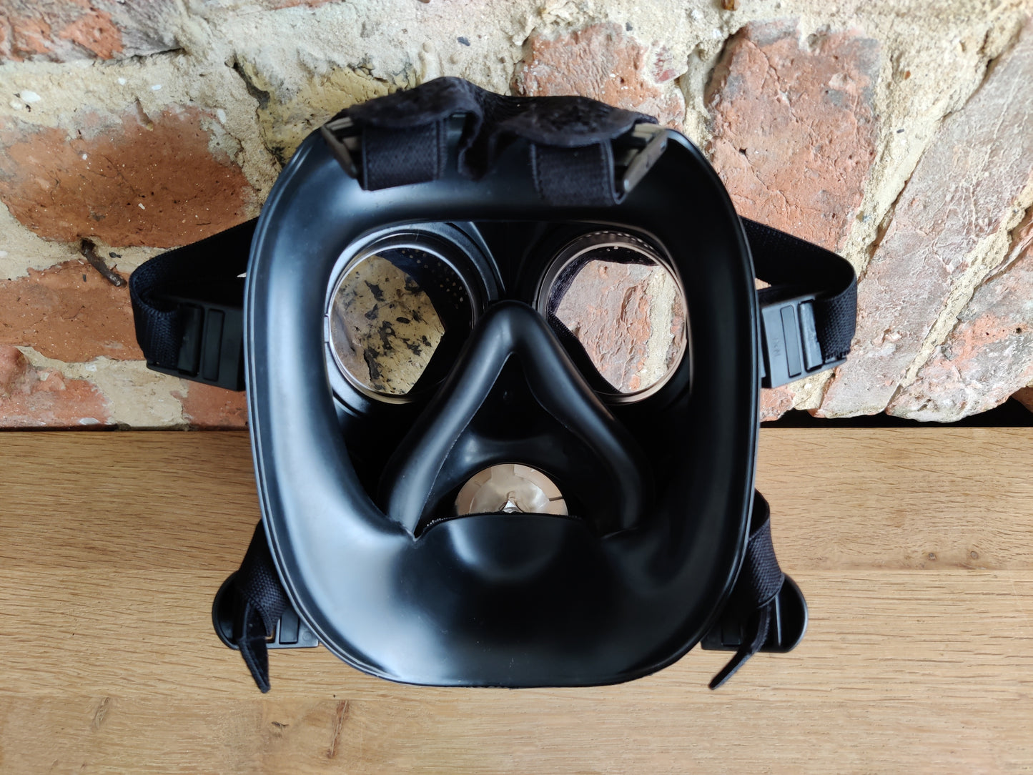 Sample: Dual Port Orange Painted FM12 Stroker Gas Mask Size 3 (Black Parts)